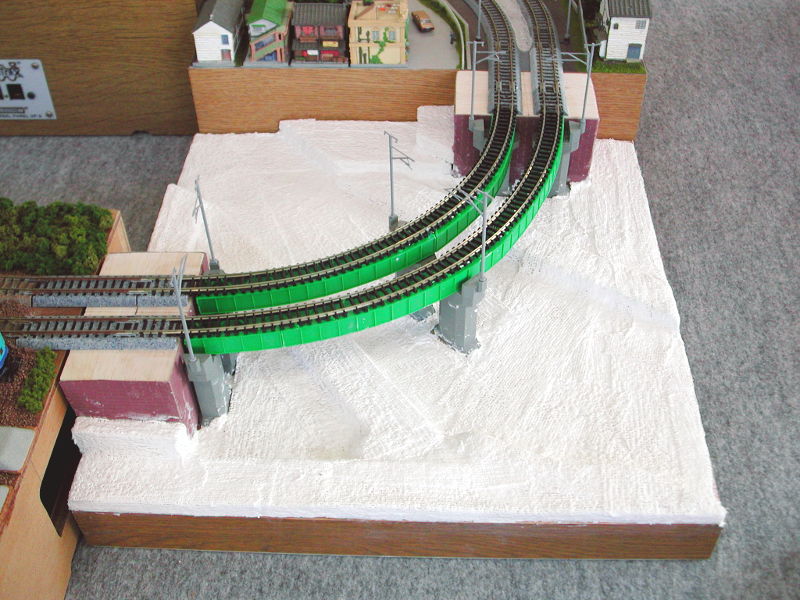 「カーブの鉄橋」モジュール全景(未完) 「カーブの鉄橋」モジュール全景(未完)