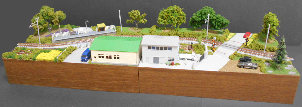 「JR大糸線の駅と工場」モジュール全景 「JR大糸線の駅と工場」モジュール全景