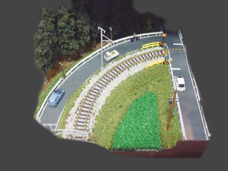 「田園と築堤と踏切」モジュール全景 「田園と築堤と踏切」モジュール全景