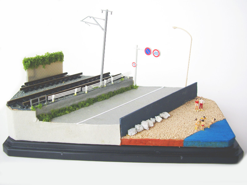 「海沿いを走る山陽電車」ジオラマ全景 「海沿いを走る山陽電車」ジオラマ全景