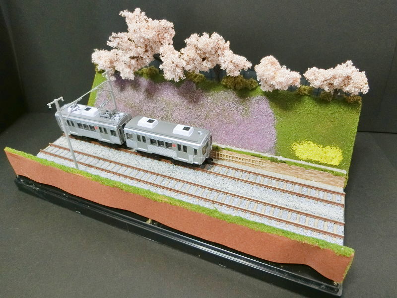 「東急池上線・春の石川台駅」ジオラマ全景 「東急池上線・春の石川台駅」ジオラマ全景