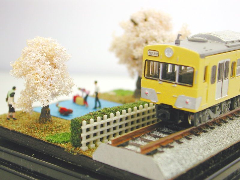 「桜と西武線」ジオラマ全景 「桜と西武線」ジオラマ全景