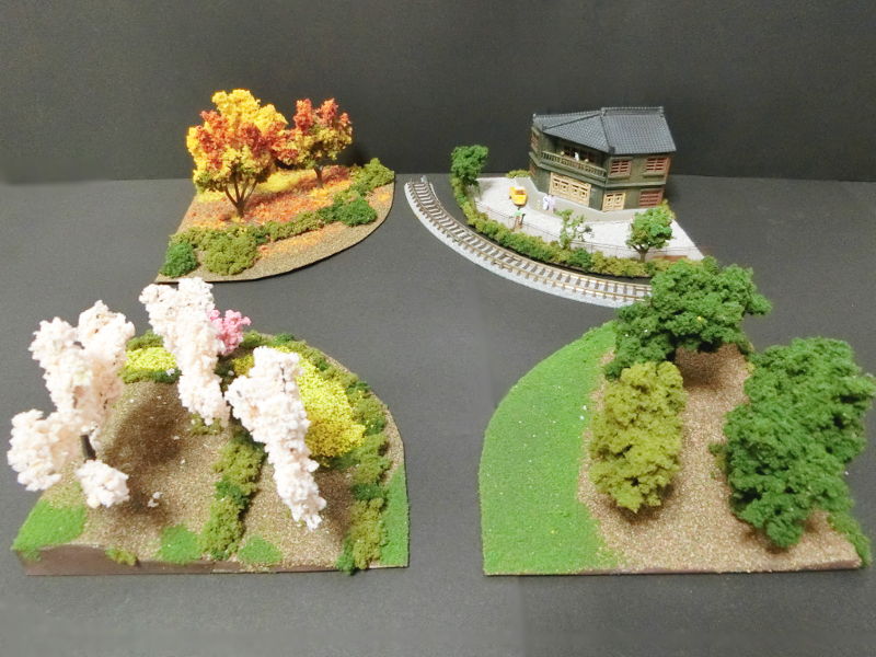 「線路に添えるお手軽ジオラマ・カーブ版」ジオラマ全景 「線路に添えるお手軽ジオラマ・カーブ版」ジオラマ全景