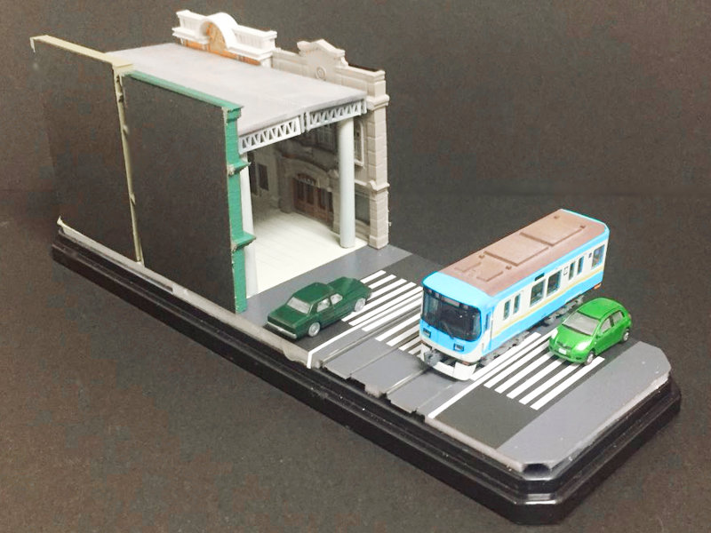 「京津線の併用軌道区間」ジオラマ全景 「京津線の併用軌道区間」ジオラマ全景