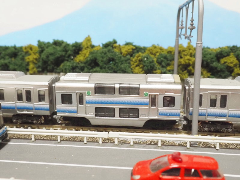 「JR西日本サロ223形2500番台2階建てグリーン車(ウソ電)」車両全体像 「JR西日本サロ223形2500番台2階建てグリーン車(ウソ電)」車両全体像