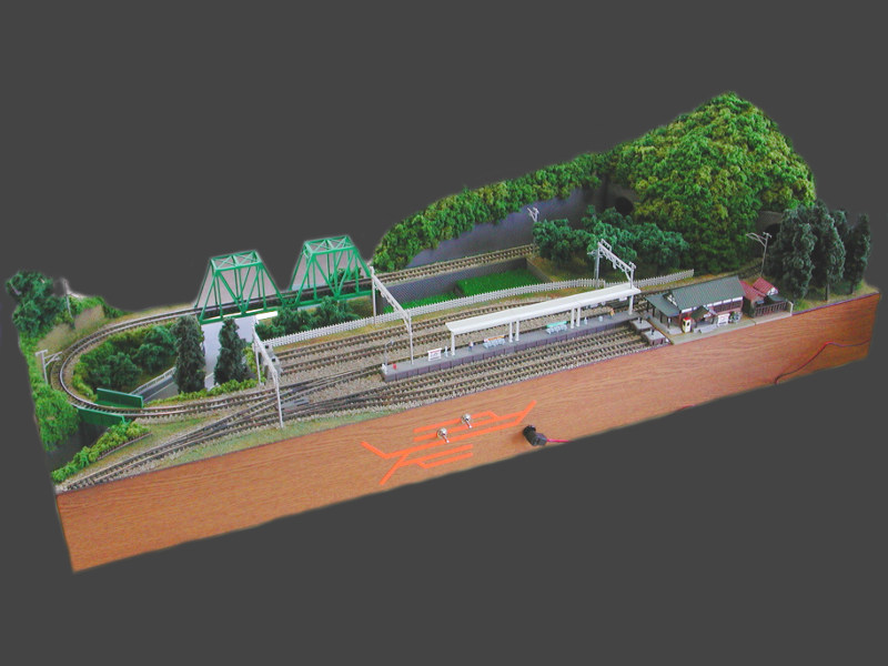 「山スカ115系(大月駅)」レイアウト全景 「山スカ115系(大月駅)」レイアウト全景