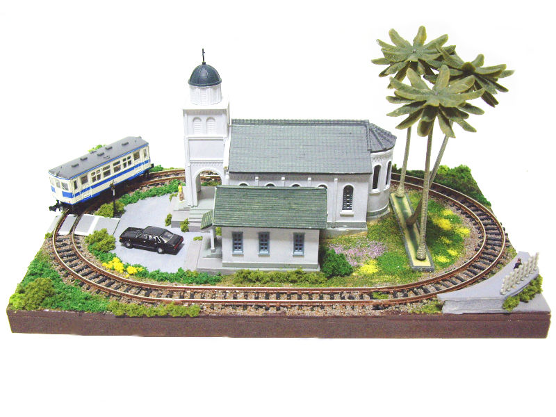 「教会と駅」レイアウト全景 「教会と駅」レイアウト全景